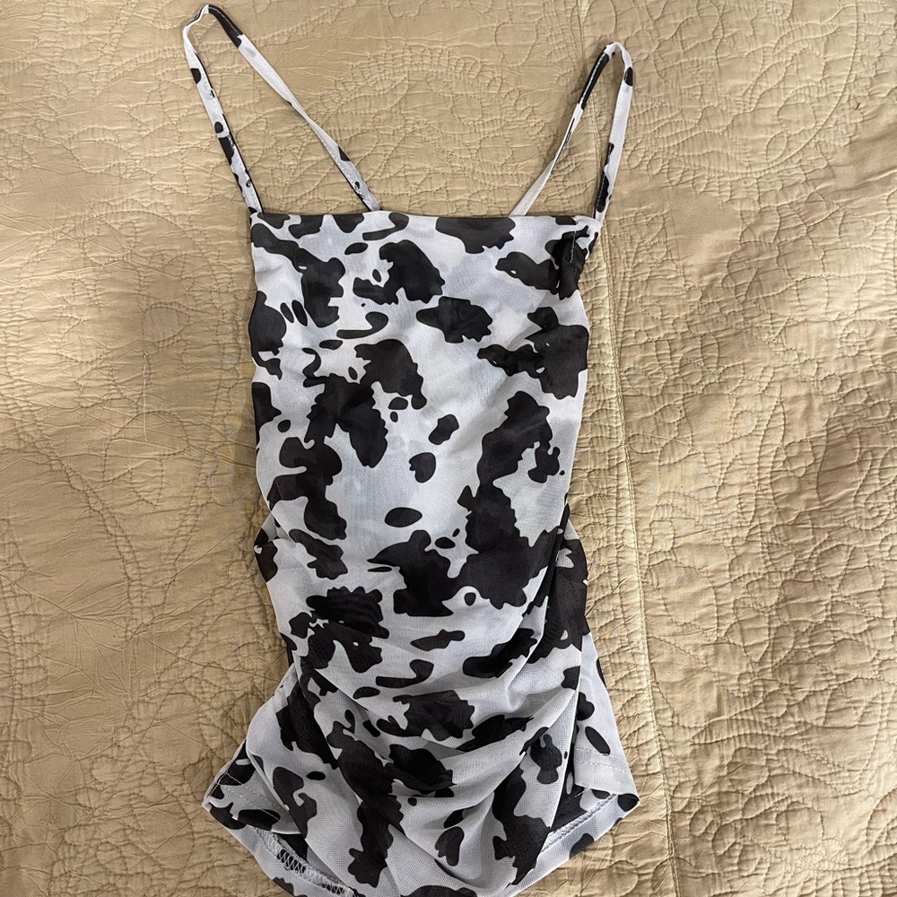 Black and White Cow Print Top